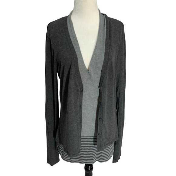 𝅺point Zero Grey V Neck Long Cardigan Size M - Picture 3 of 10